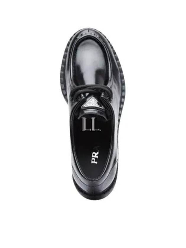 Triangle Logo Lace-Up Leather Derby Black - PRADA - BALAAN 2