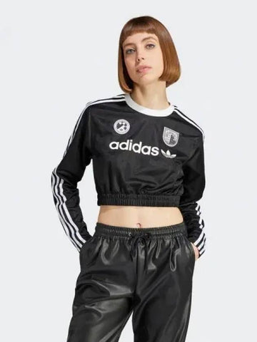 Football long sleeve crop tee BLACK - ADIDAS - BALAAN 1