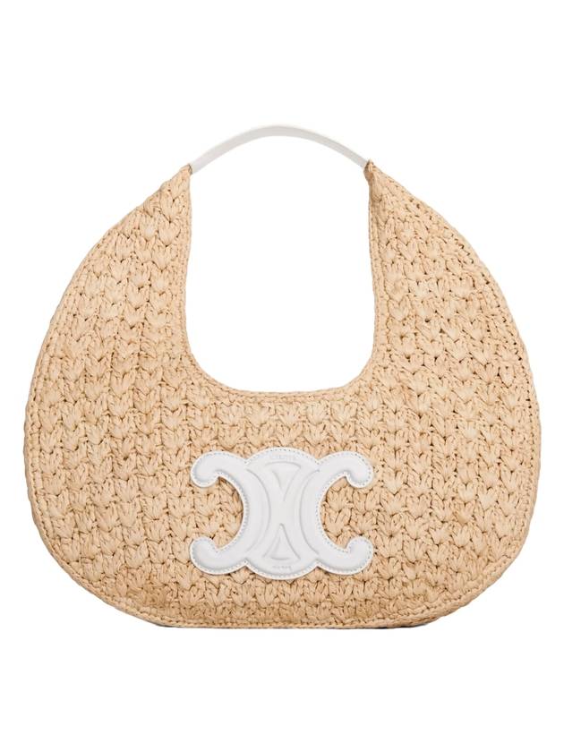 Classic Panier Raffia Calfskin Shoulder Bag White - CELINE - BALAAN 1