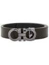 Gancini Reversible Adjustable Leather Belt Black - SALVATORE FERRAGAMO - BALAAN 3