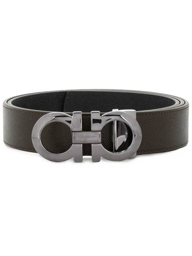 Gancini Reversible Adjustable Leather Belt Black - SALVATORE FERRAGAMO - BALAAN 3