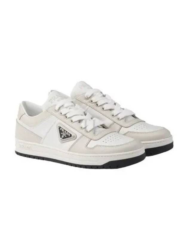 Downtown Leather Low Top Sneakers White Dusty Grey - PRADA - BALAAN 2