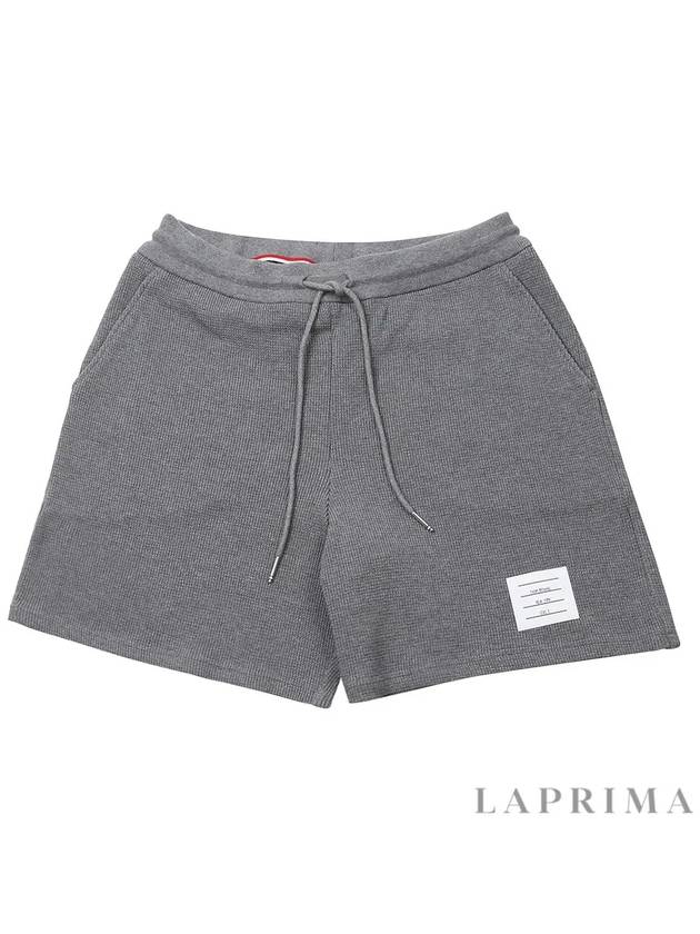 Men's Textured Cotton Shorts Grey - THOM BROWNE - BALAAN 9