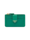 Saffiano Smooth Leather Card Wallet Green - PRADA - BALAAN 1