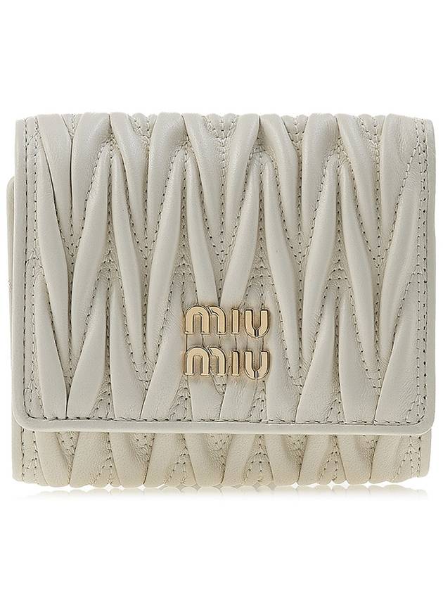 Matelasse Logo Nappa Leather Half Wallet White - MIU MIU - BALAAN 2