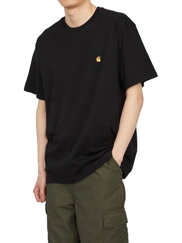 Men's Chase Mini Embroid Logo Short Sleeve T-Shirt Black - CARHARTT WIP - BALAAN 6