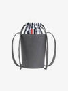 Women’s Gingham Pebble Grain Mini Bucket Bag Dark Grey - THOM BROWNE - BALAAN 2