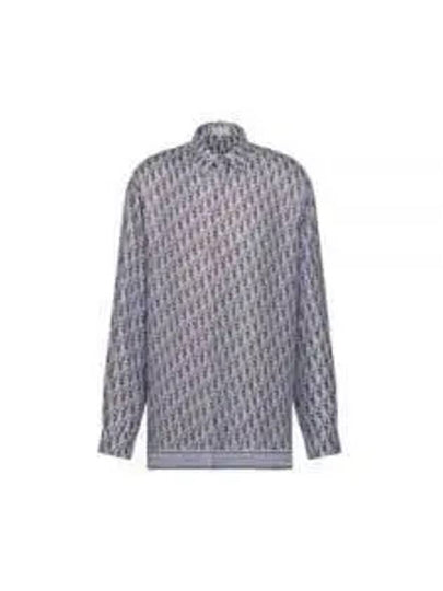 Oblique Silk Twill Long Sleeve Shirt Blue - DIOR - BALAAN 2