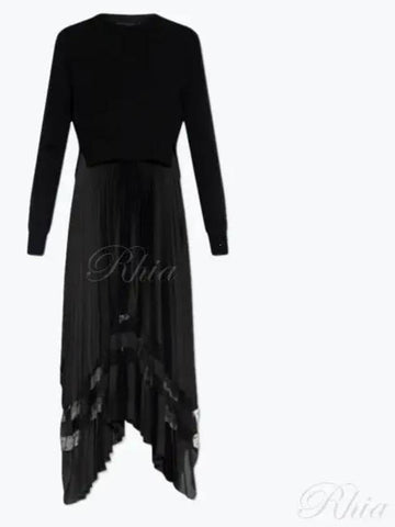 Nadia Women s Sleeveless Long Pleated Dress Mini Knitwear Knit Set WD033Z BLACK - ALLSAINTS - BALAAN 1