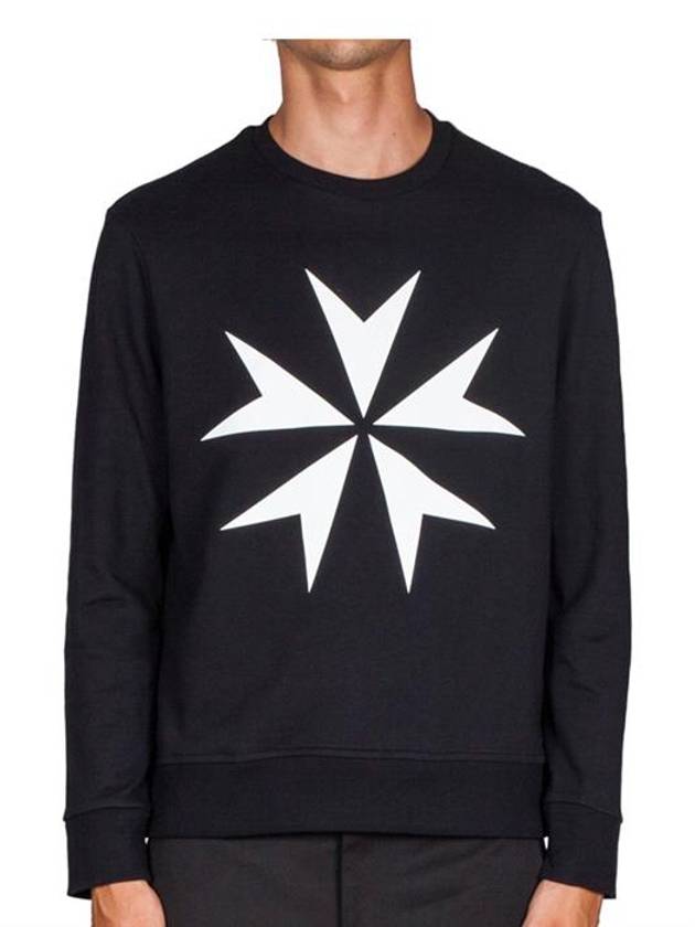 Men's Maltese Cross Printed Sweatshirt Black - NEIL BARRETT - BALAAN 3