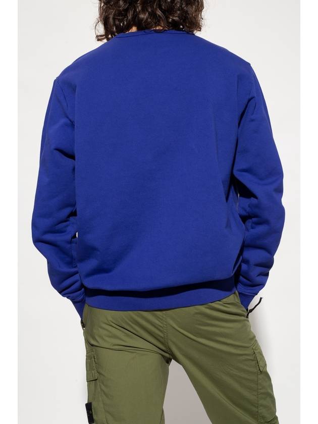 Embroidered Logo Garment Dyed Cotton Sweatshirt Blue - STONE ISLAND - BALAAN 3