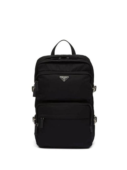 Re-Nylon Saffiano Leather Backpack Black - PRADA - BALAAN 1