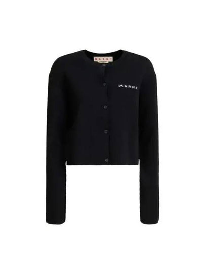 Logo Patch Button Cardigan Black - MARNI - BALAAN 2