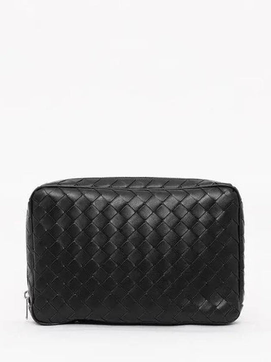 Intrecciato Organizer Large Leather Clutch Black - BOTTEGA VENETA - BALAAN 2