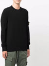 Waffen Patch Crew Neck Wool Knit Top Black - STONE ISLAND - BALAAN 3