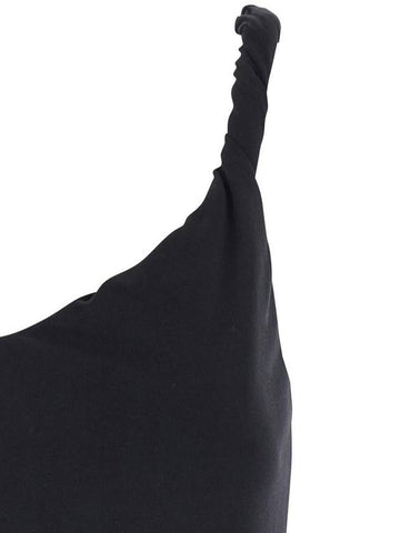 Black Top With Curled Shoulder Strap In Cotton Woman - FEDERICA TOSI - BALAAN 1