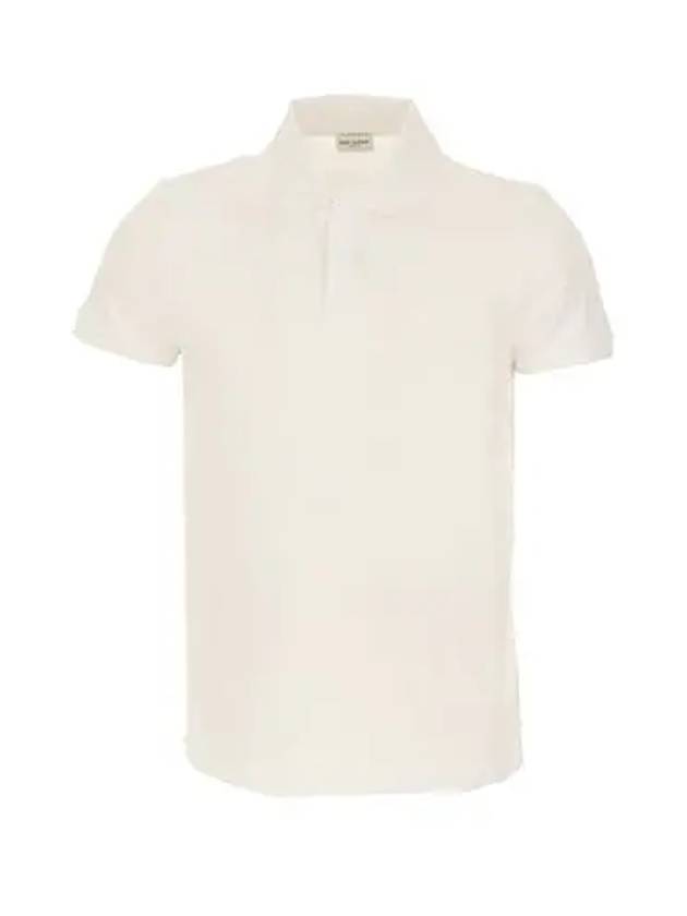 Embroidery Logo Short Sleeve Polo Shirt White - SAINT LAURENT - BALAAN 2