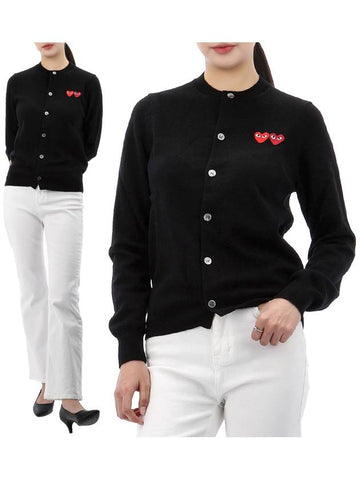 Double Heart Wappen Cardigan AXN057 BLACK - COMME DES GARCONS - BALAAN 1