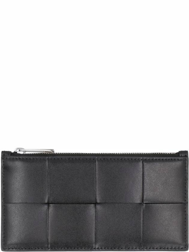 Intrecciato Zipper Leather Card Wallet Black - BOTTEGA VENETA - BALAAN 3