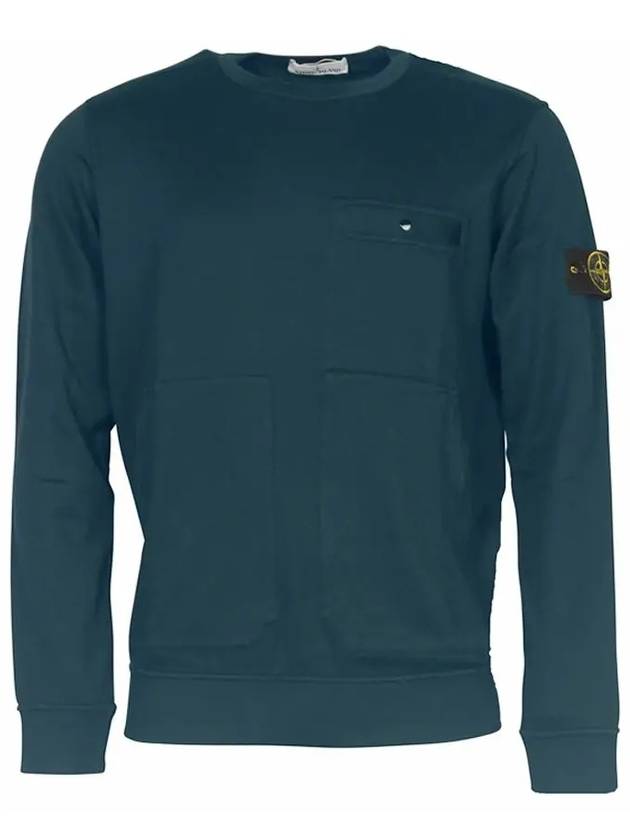 Men's Wappen Patch Pocket Crew Neck Sweatshirt Navy - STONE ISLAND - BALAAN 3