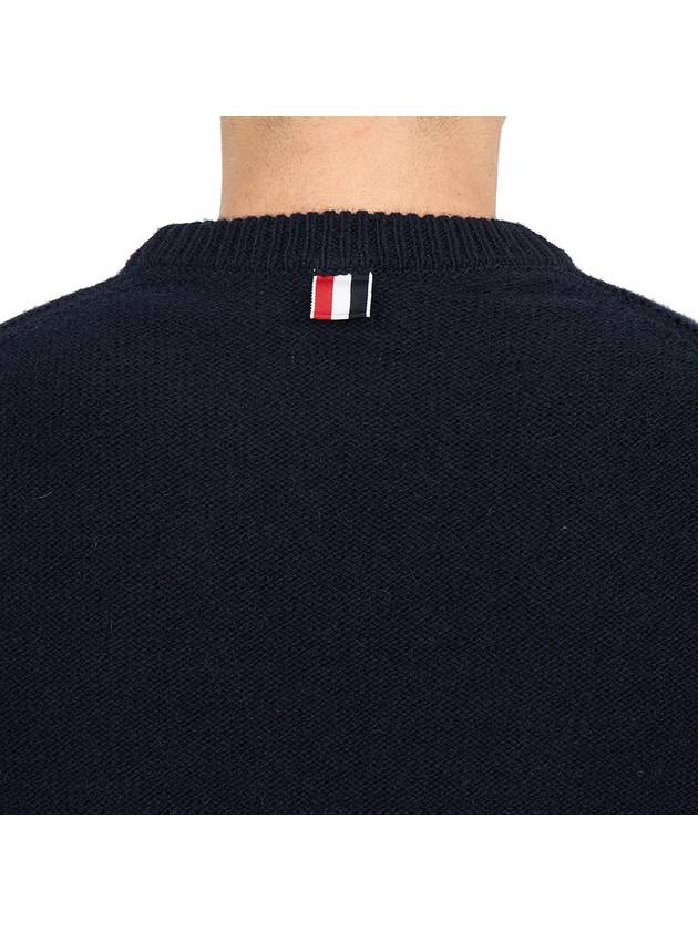 Donegal 4-Bar Striped Crew Neck Wool Knit Top Navy - THOM BROWNE - BALAAN 10