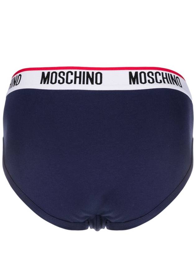 Logo Waistband 2 Pack Briefs Navy - MOSCHINO - BALAAN 4