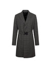 Homme Houndstooth Belted Single Coat Dark Brown - DIOR - BALAAN.