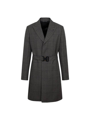 Houndstooth Belted Single Coat Dark Brown - DIOR - BALAAN 1