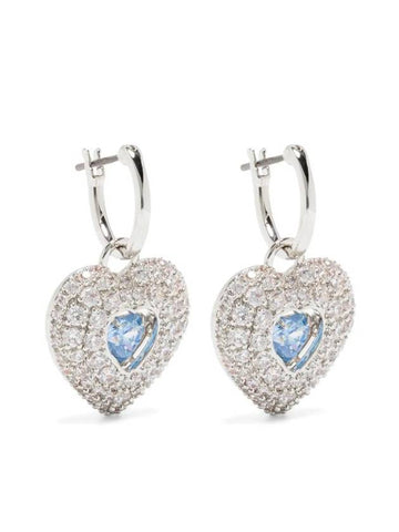 Idyllia Heart Drop Earrings Blue Silver - SWAROVSKI - BALAAN 1