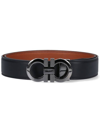 Reversible Leather Belt Black - SALVATORE FERRAGAMO - BALAAN 2