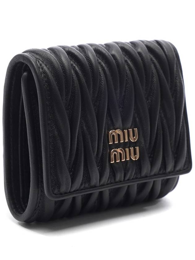 Matelasse Logo Calfskin Half Wallet Black - MIU MIU - BALAAN 4