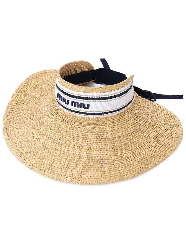 Logo Ribbon Raffia Bucket Hat Beige - MIU MIU - BALAAN 2