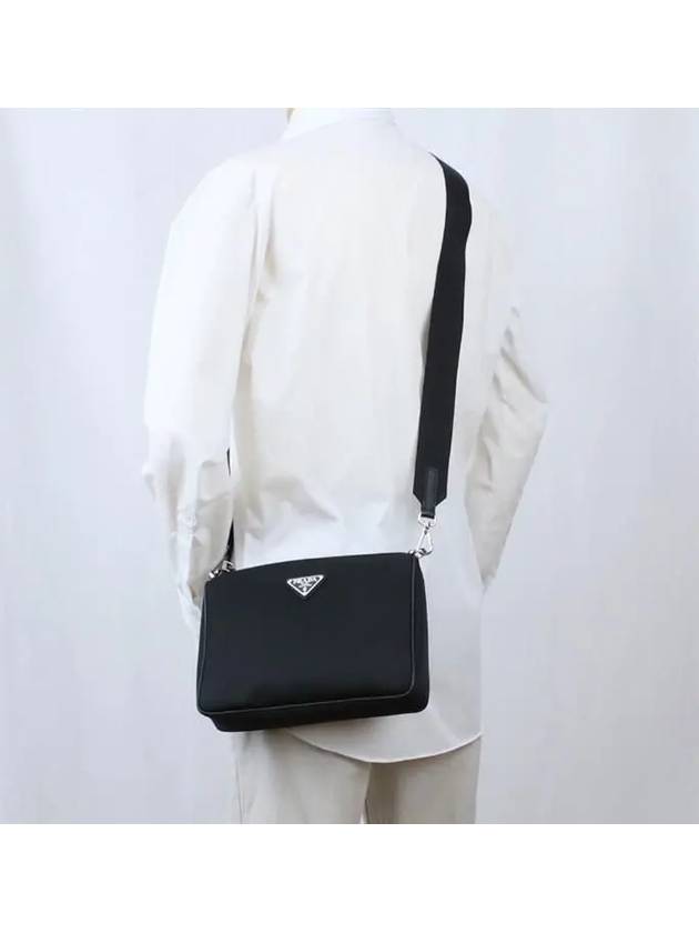 Re-Nylon Saffiano Leather Shoulder Bag Black - PRADA - BALAAN 6