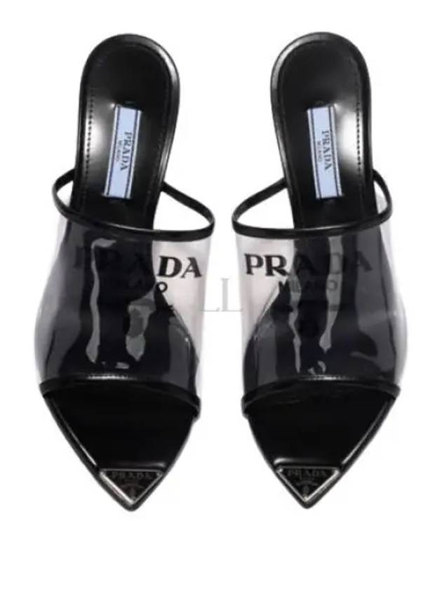 Logo Print Plexiglass Sandals Heel Black - PRADA - BALAAN 2