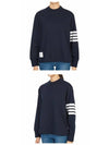 Engineered 4 Bar Medium Weight Jersey Oversized Long Sleeved T-Shirt Navy - THOM BROWNE - BALAAN 5