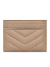 Cassandre Matelasse Lambskin Card Wallet Dusty Grey - SAINT LAURENT - BALAAN 3