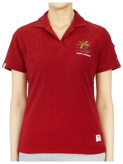 Women's Golf Montrose Short Sleeve PK Shirt Red - HORN GARMENT - BALAAN 2