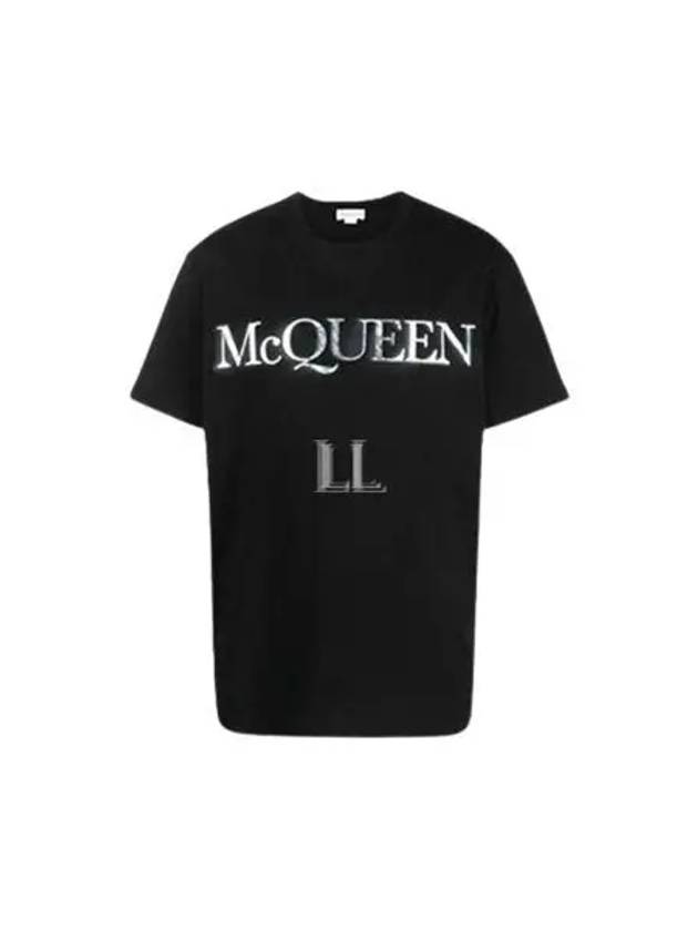 Spray Foil Print Short Sleeve T-Shirt Black - ALEXANDER MCQUEEN - BALAAN 2