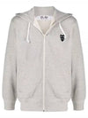 Men's Black Double Heart Waffen Zip Up Hoodie Grey - COMME DES GARCONS - BALAAN 2