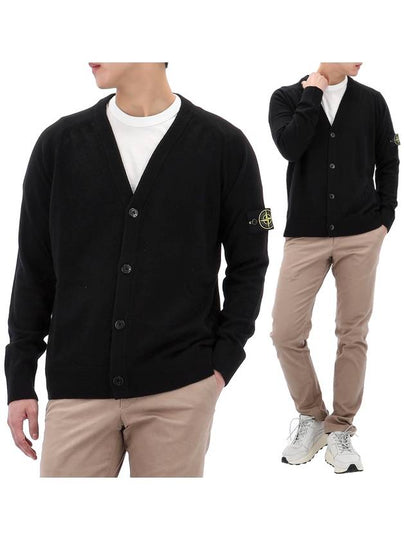 Wappen Patch V-Neck Cardigan Black - STONE ISLAND - BALAAN 2