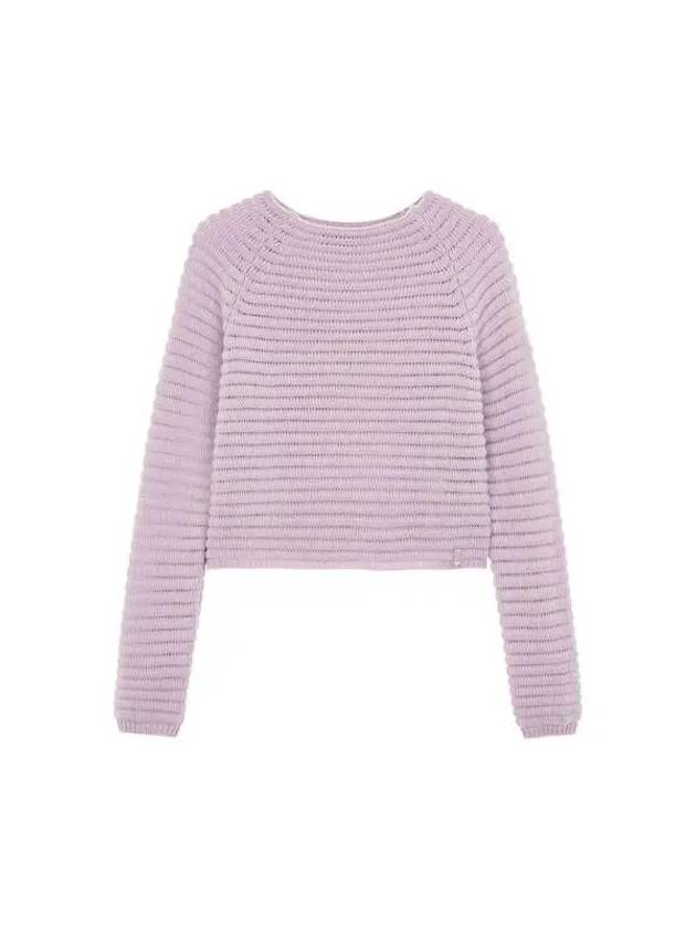 Women s Striped Wool Raglan Knit Light Purple 270559 - HERNO - BALAAN 1