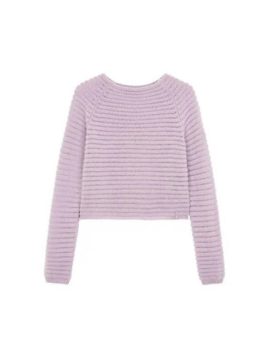 Women s Striped Wool Raglan Knit Light Purple 270559 - HERNO - BALAAN 1