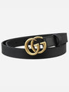 GG Marmont Double Buckle Thin Belt Black - GUCCI - BALAAN 2