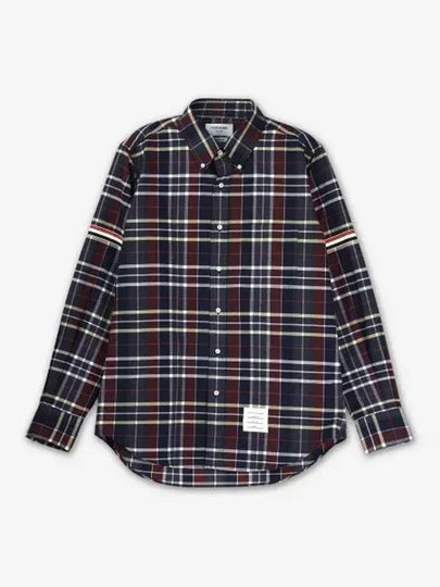 Tartan Check Flannel Long Sleeve Shirt - THOM BROWNE - BALAAN 2