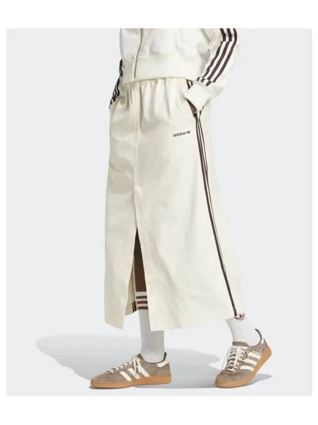 Twill Cotton Midi A Line Skirt Ivory Brown - ADIDAS - BALAAN 2