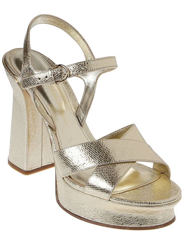 Salvatore platform sandals heel gold - SALVATORE FERRAGAMO - BALAAN 3