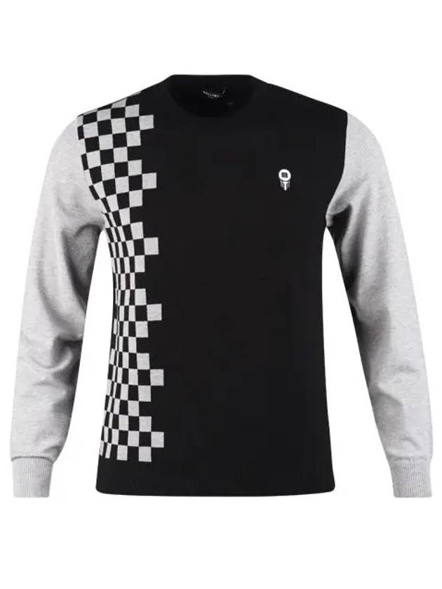 CHECKERBOARD ROUND NECK PULLOVER MAN'S SWEATERBDFMSW08 - BALLISTIC - BALAAN 4