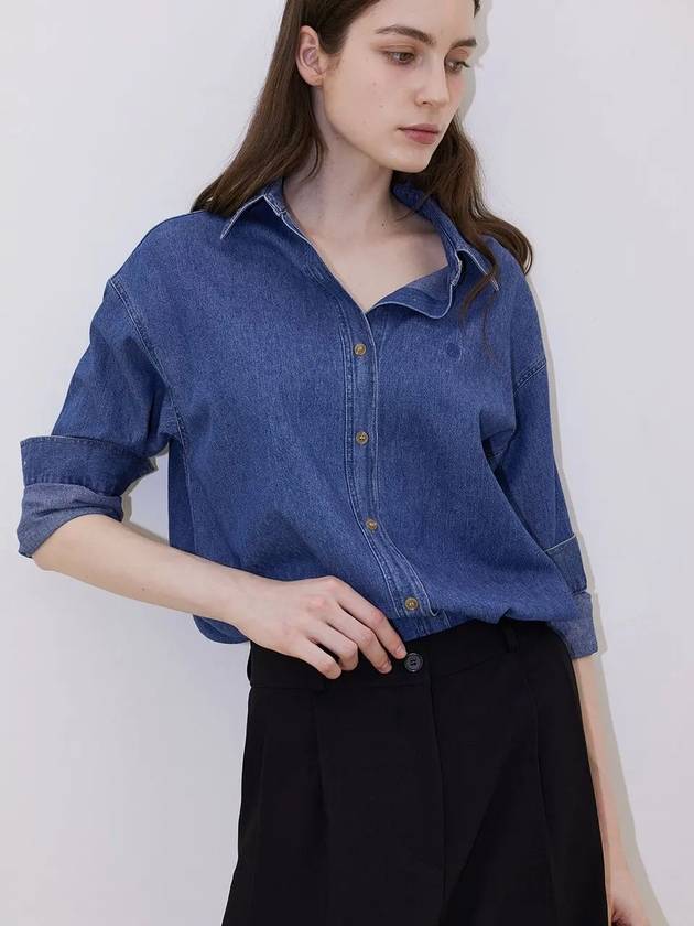 Logo Denim Long Sleeve Shirt Blue - LESEIZIEME - BALAAN 7