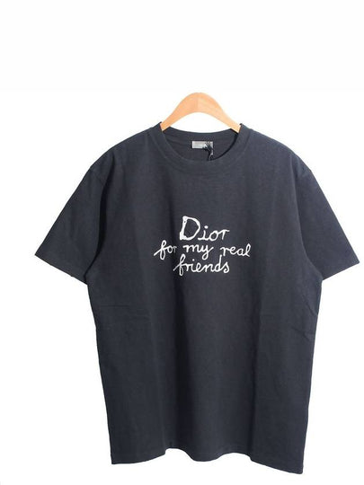 Hylton Nel Cotton Jersey Short Sleeve T-Shirt Navy Blue - DIOR - BALAAN 2