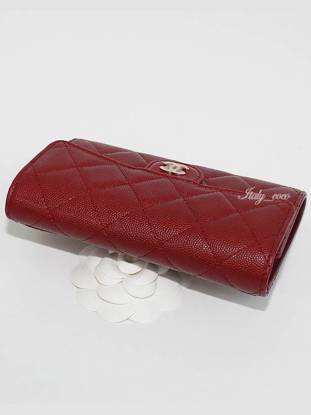 Classic flap medium wallet caviar dark red champagne gold AP0232 - CHANEL - BALAAN 6